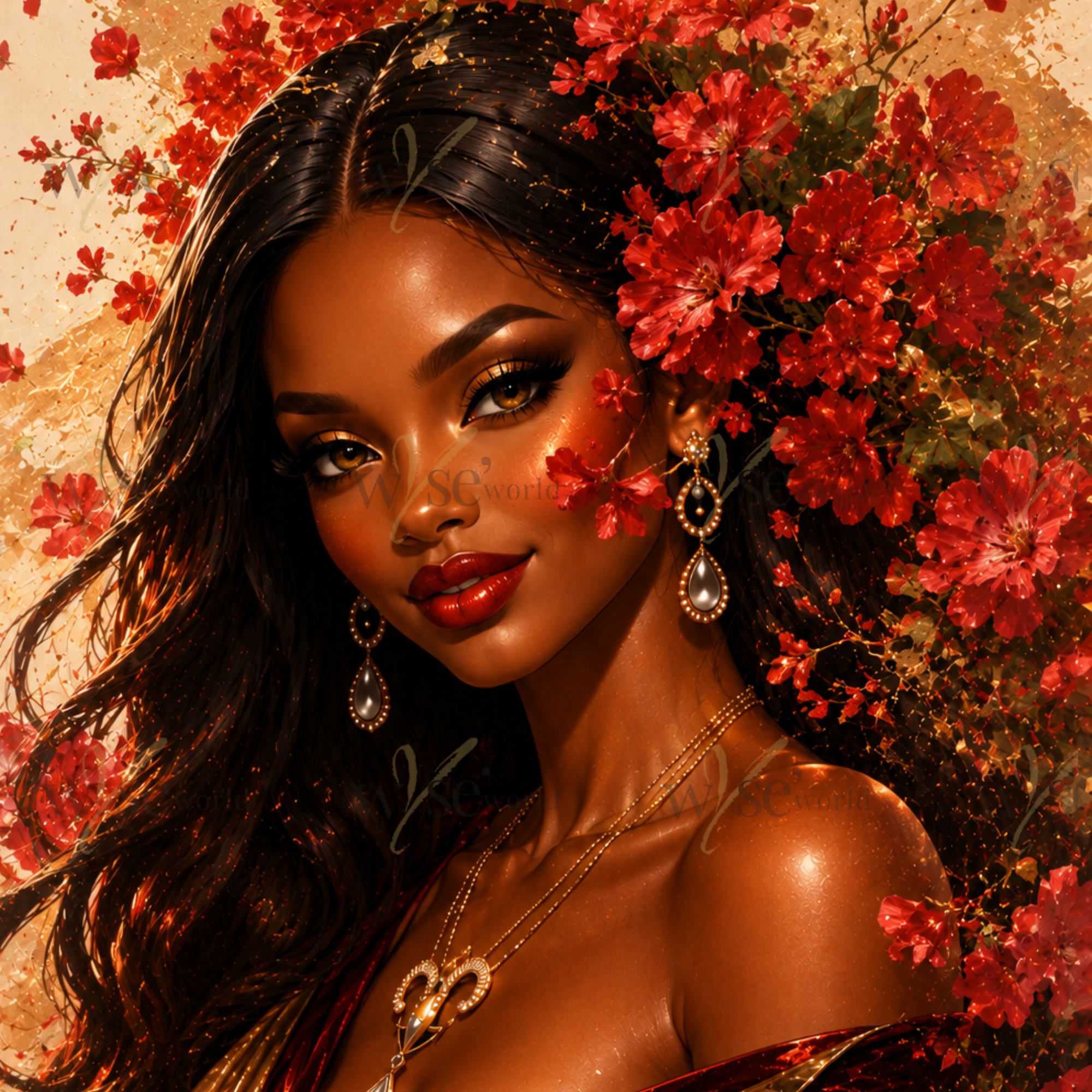 "Fearless Petals" | Floral Goddess Digital Art