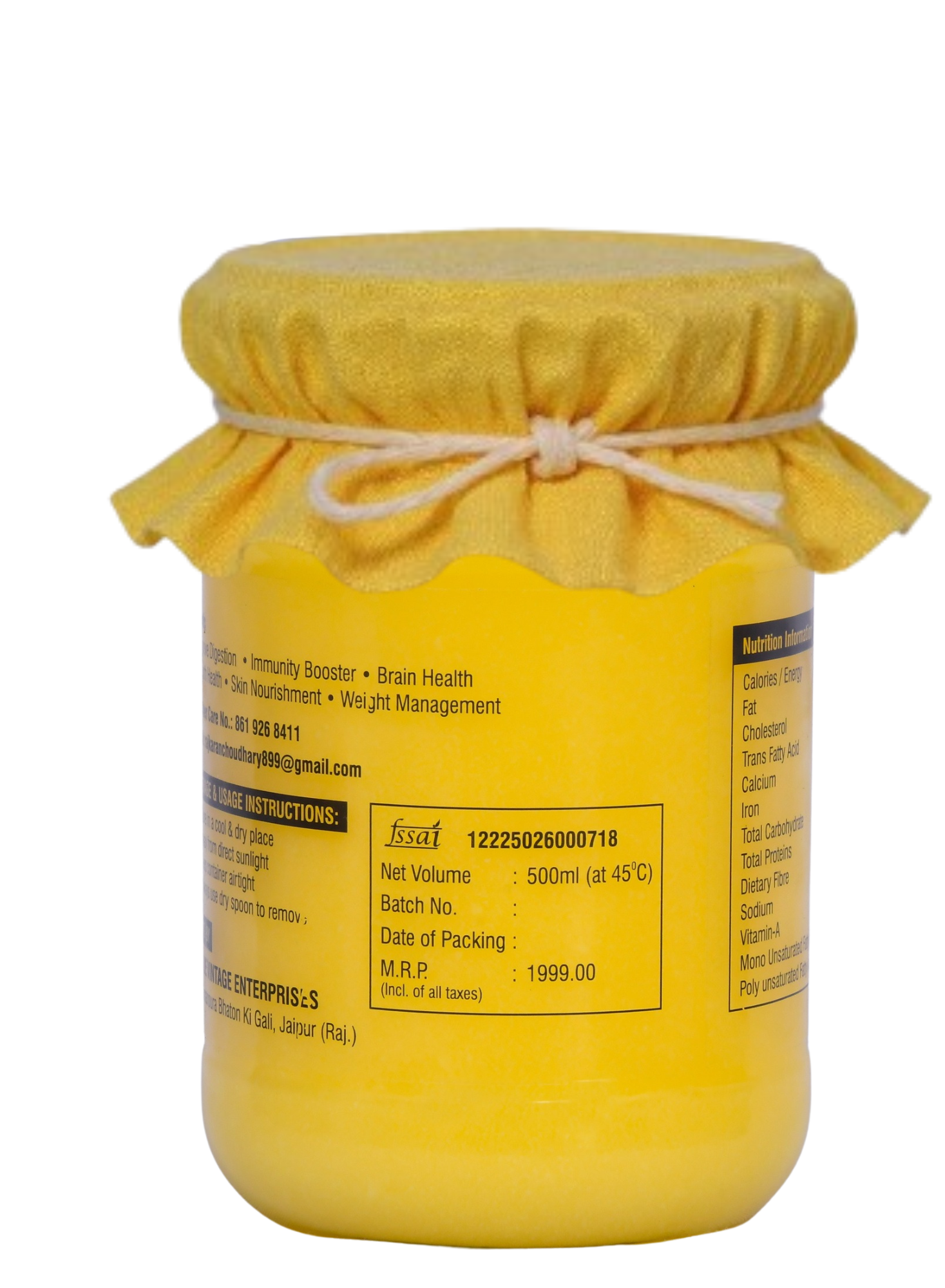 DHIGHRITA Gir Cow A2 Bilona Ghee 500 ML