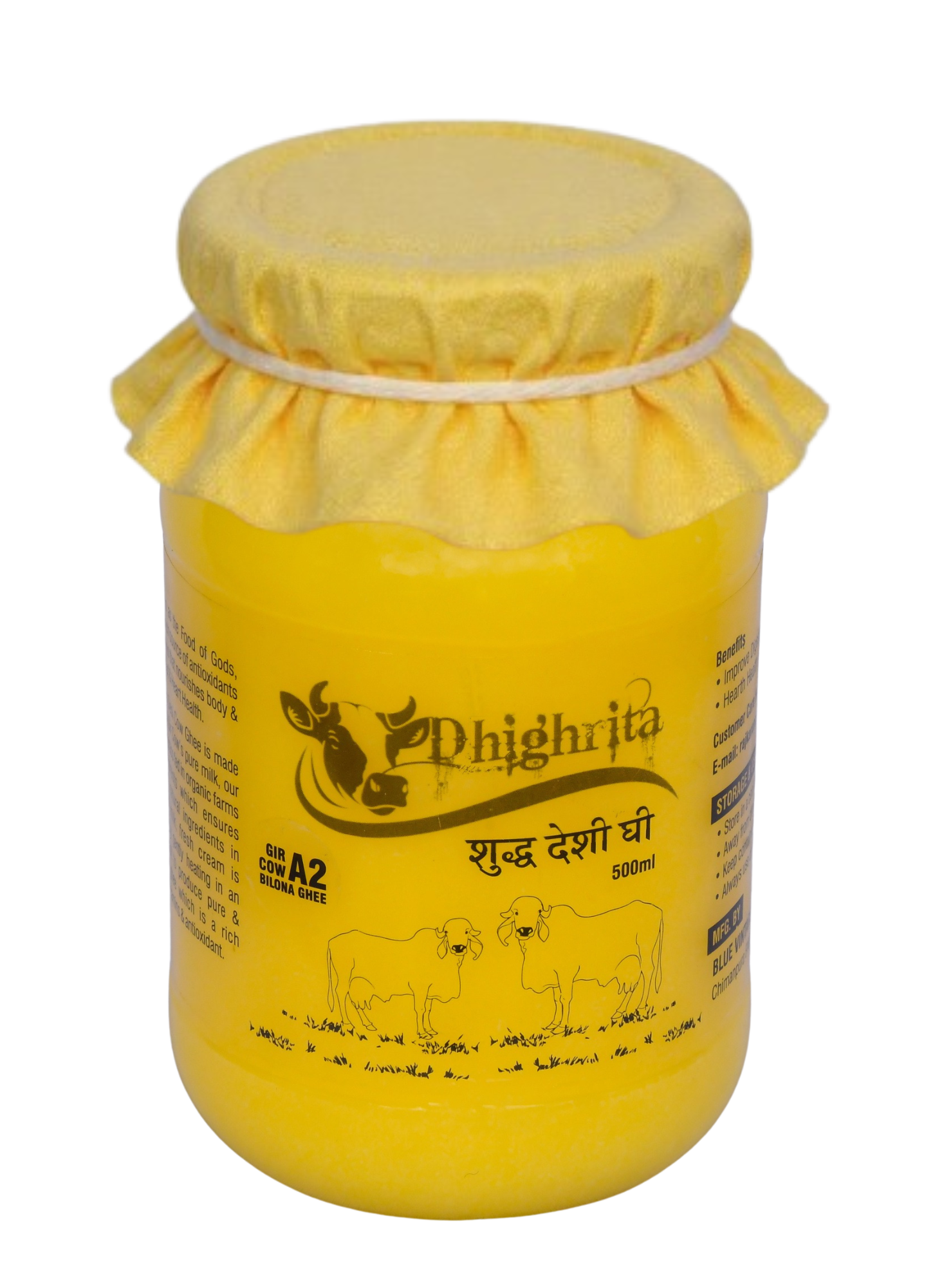 DHIGHRITA Gir Cow A2 Bilona Ghee 500 ML