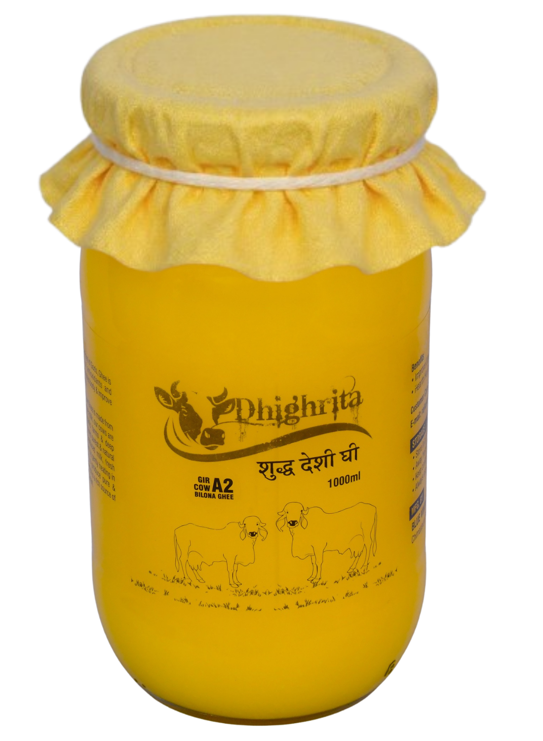 DHIGHRITA Gir Cow A2 Bilona Ghee 1000 ML