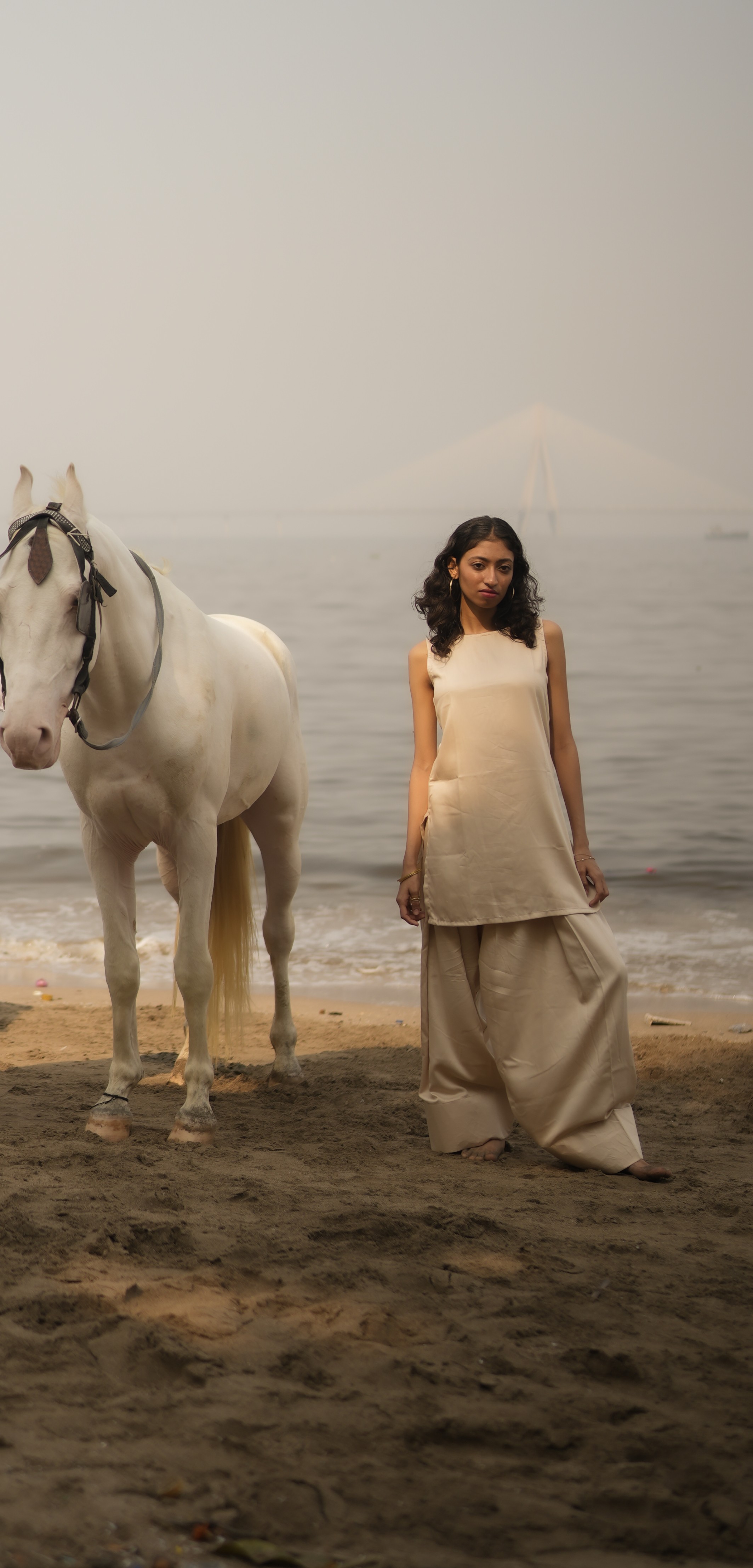Beige Sleeveless Top & Palazzo Set