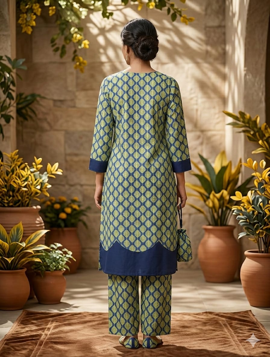 Geometric Print Lawn Suit