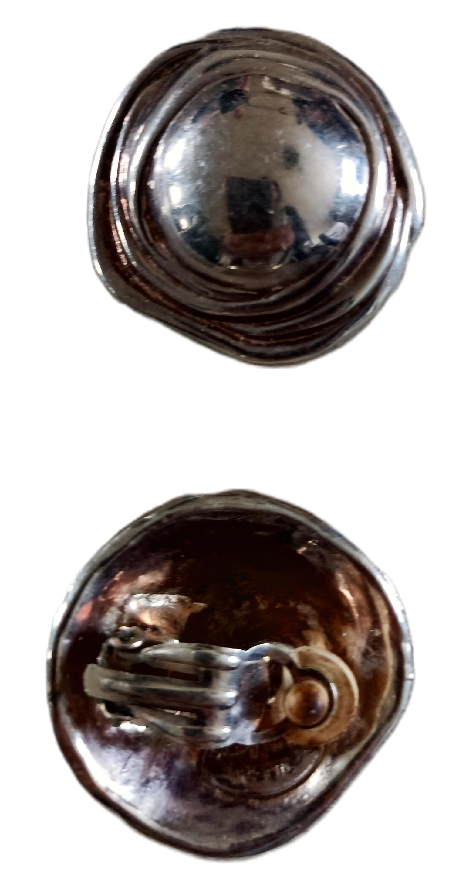 Boucles d'oreilles clips vintage argentées