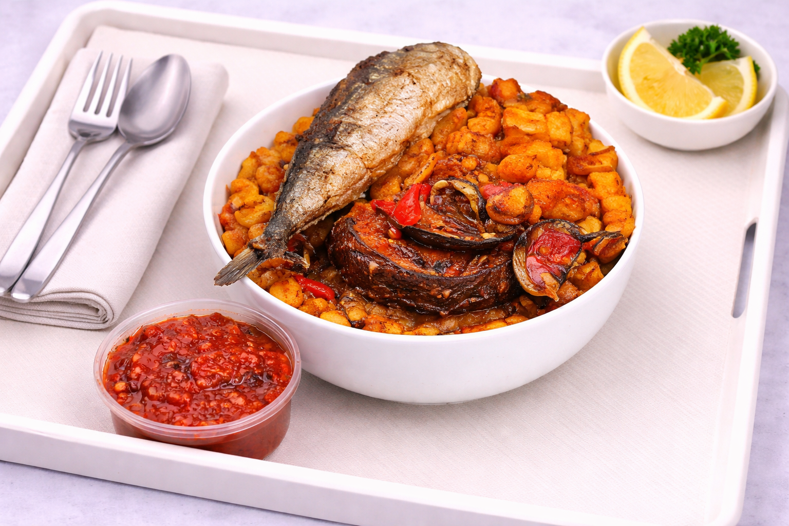 Porridge beans with fish 