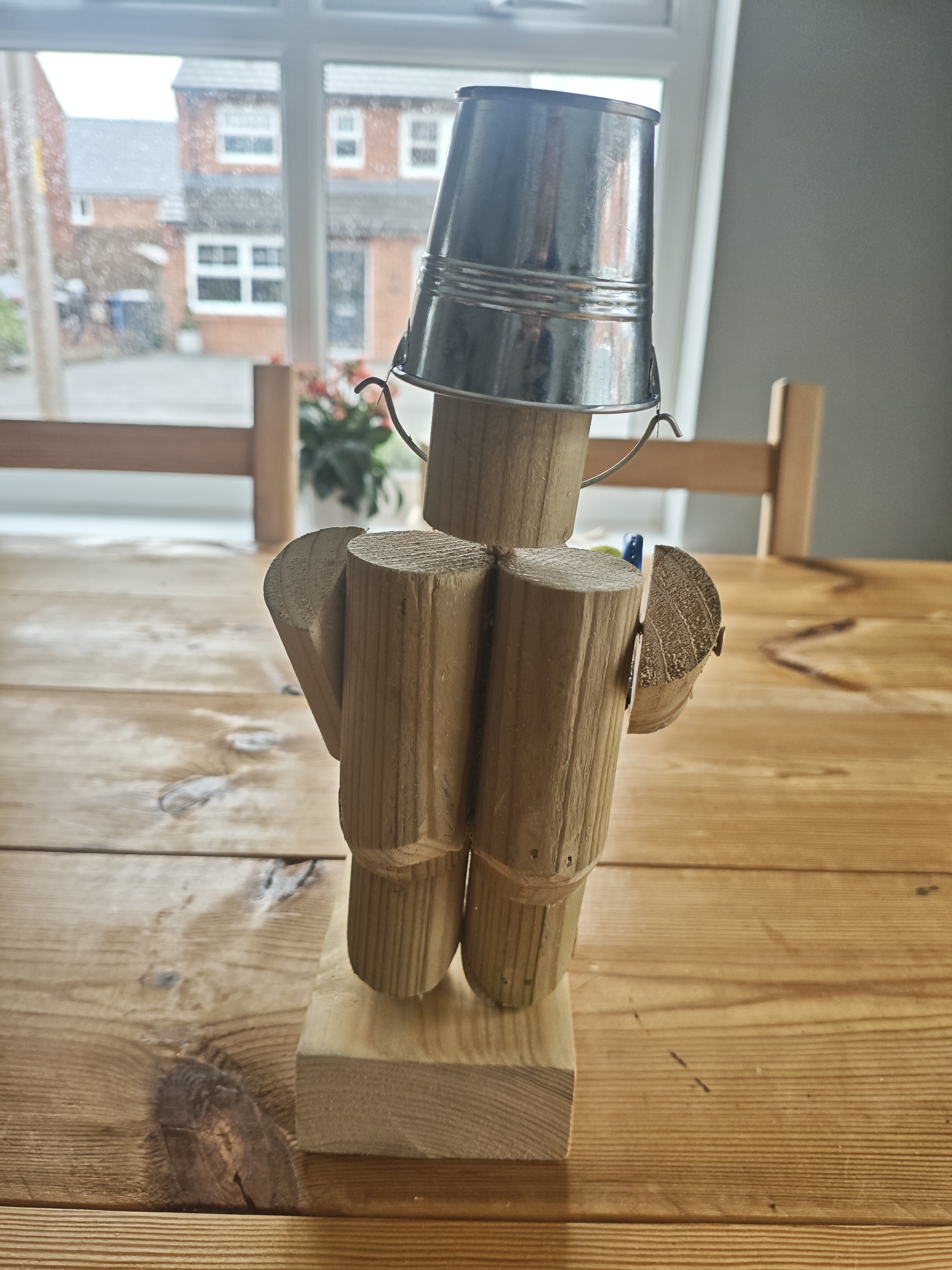 Handmade Wooden Tennis Player Sculpture