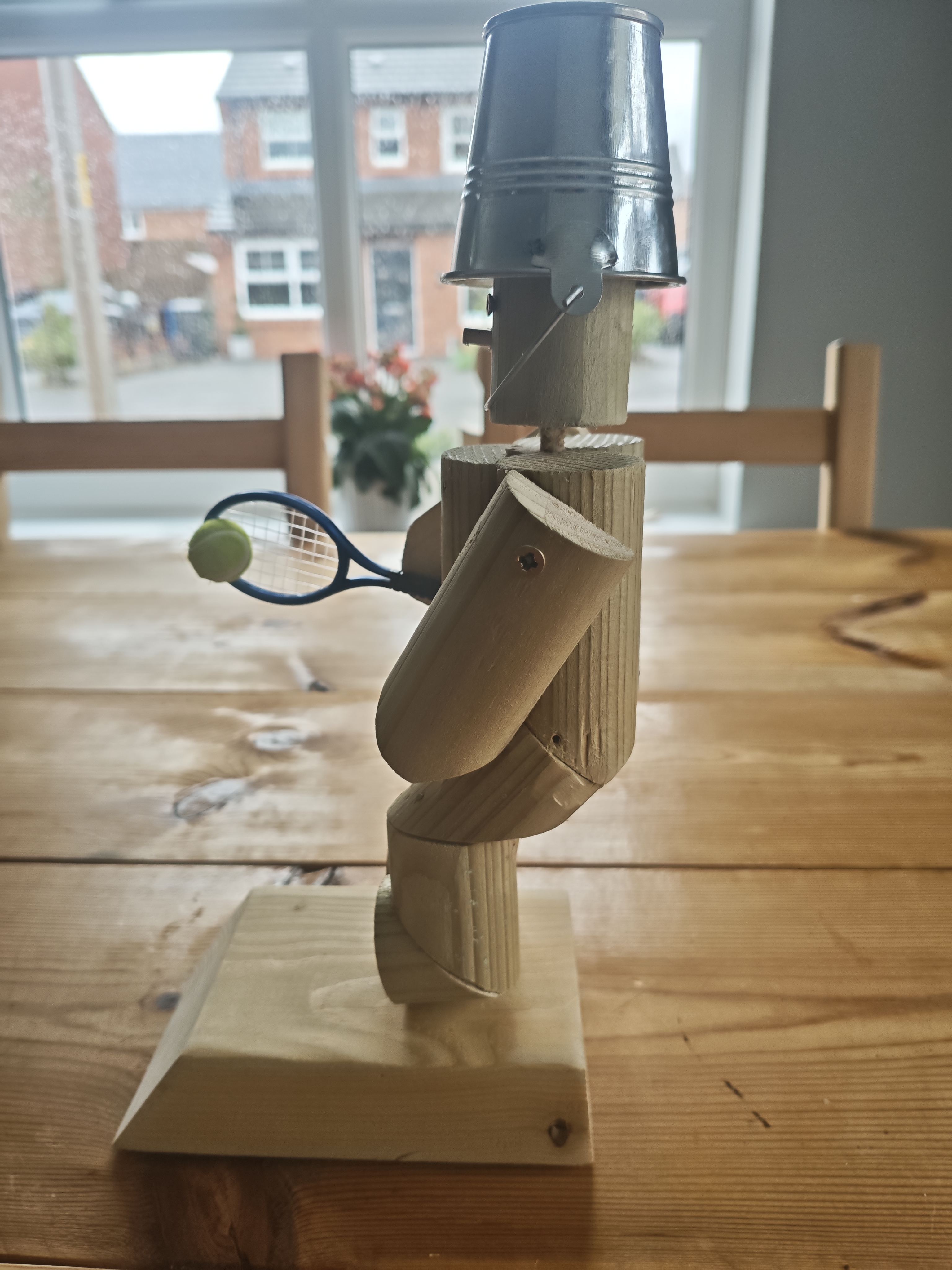 Handmade Wooden Tennis Player Sculpture