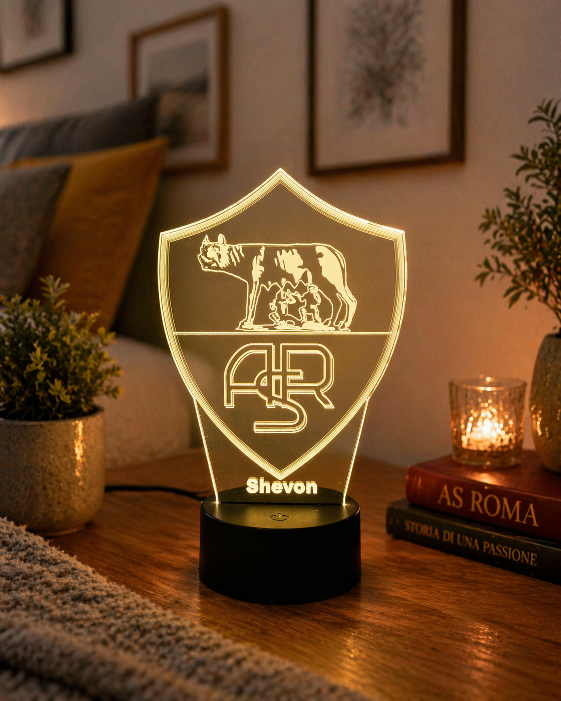 Personalised AS Roma FC 3D LED Night Light - 2025 Edition