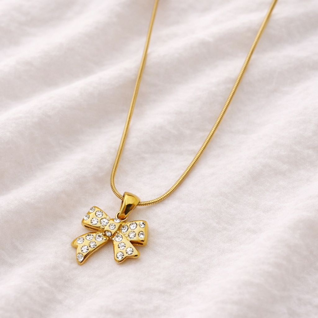Gold Bow Pendant Necklace