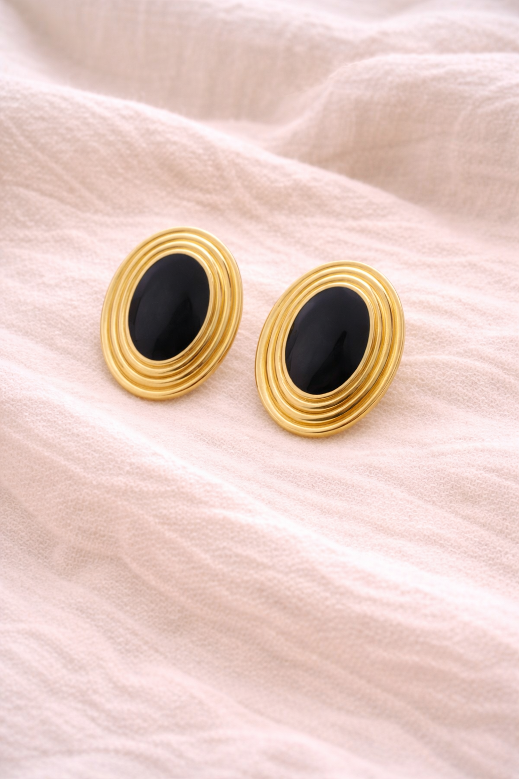 Gold Oval Statement Earrings