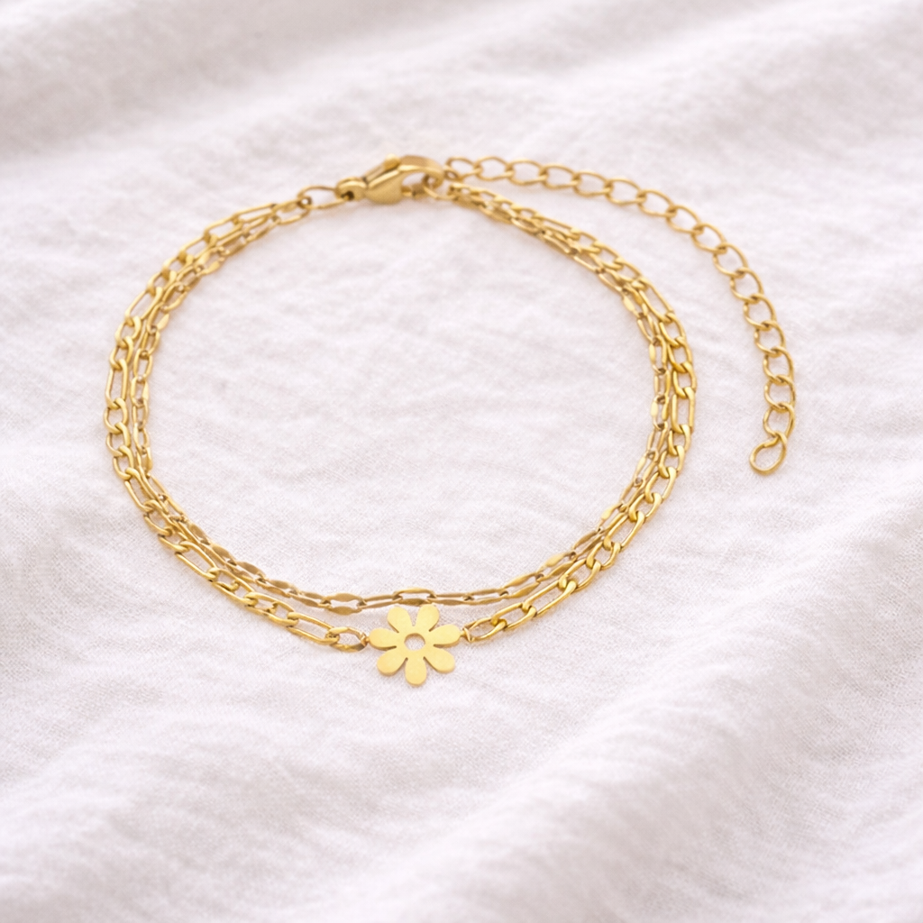 Gold Flower Chain Bracelet