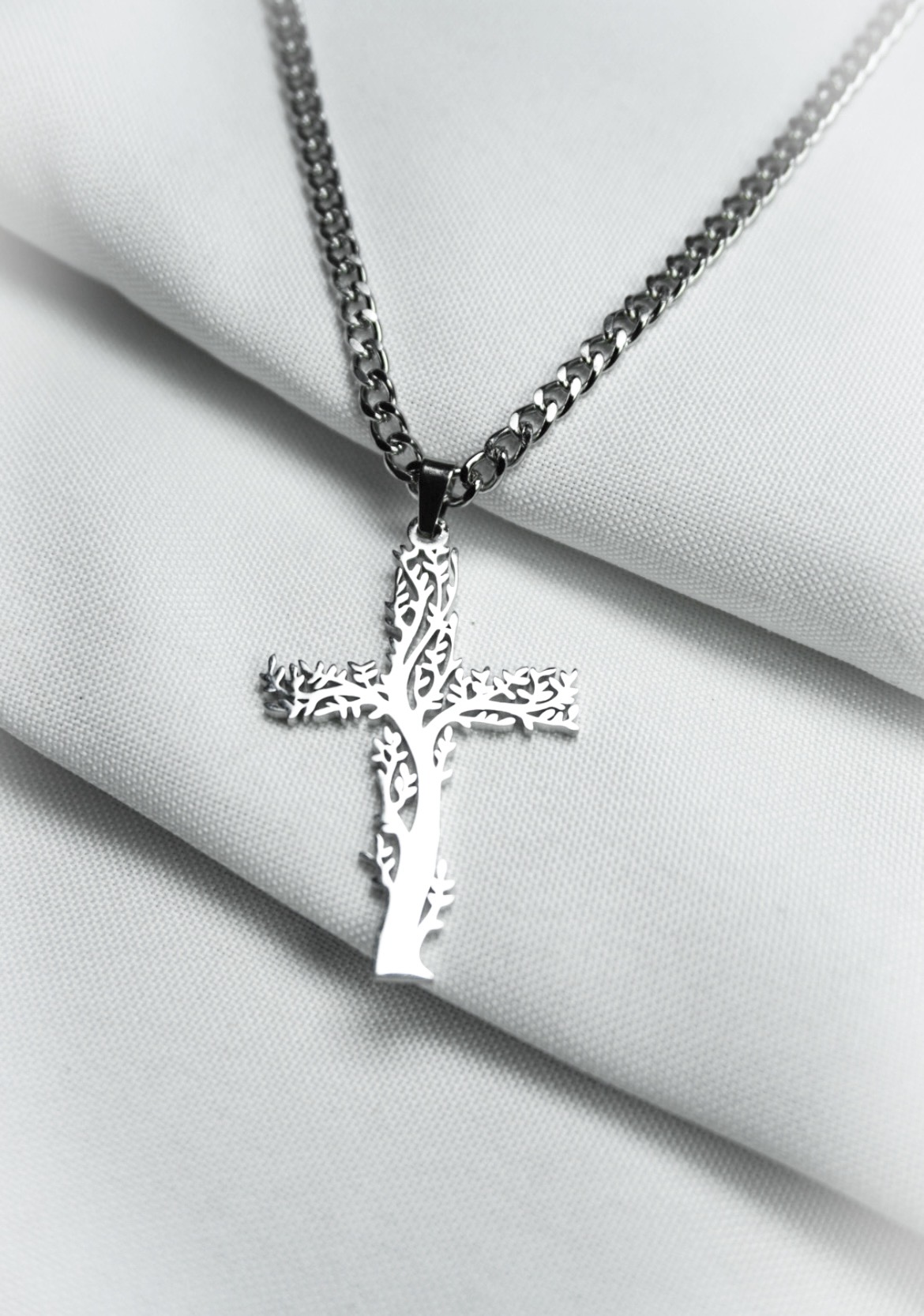 Silver Tree of Life Cross Necklace