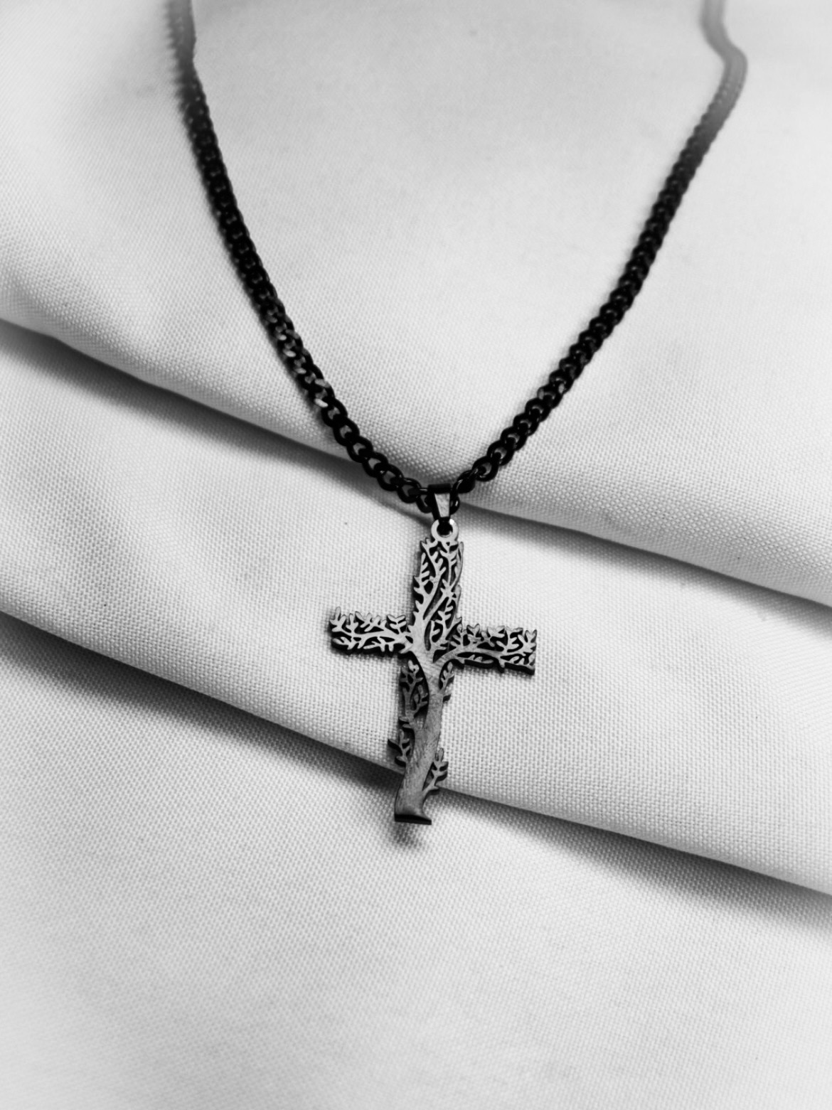 Black Tree of Life Cross Necklace