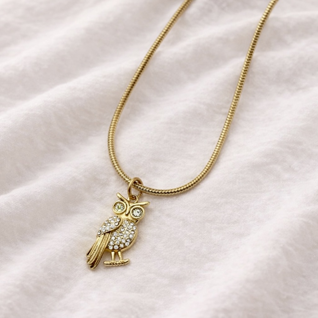 Gold Owl Pendant Necklace