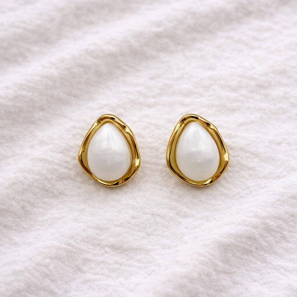 Pearl Drop Stud Earrings