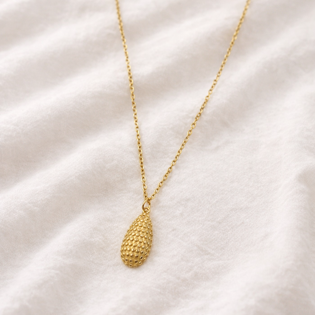 Textured Gold Drop Necklace