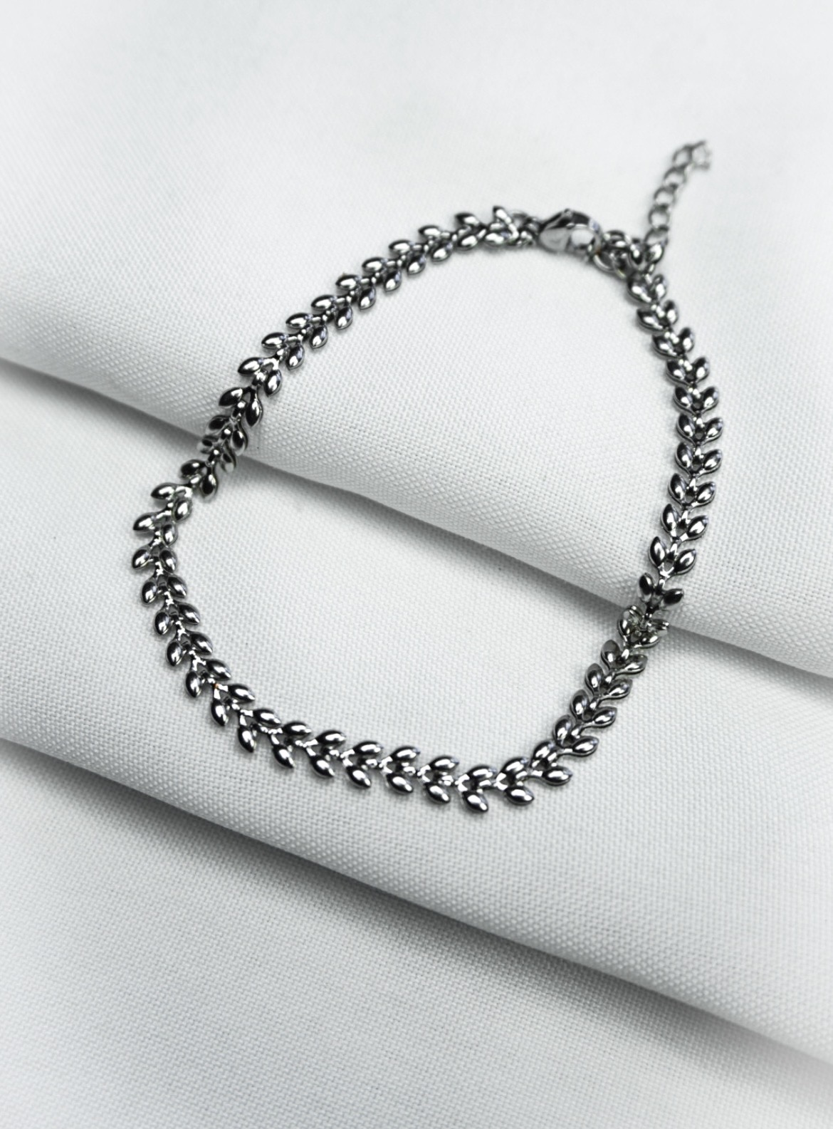 Silver Leaf Chain Anklet