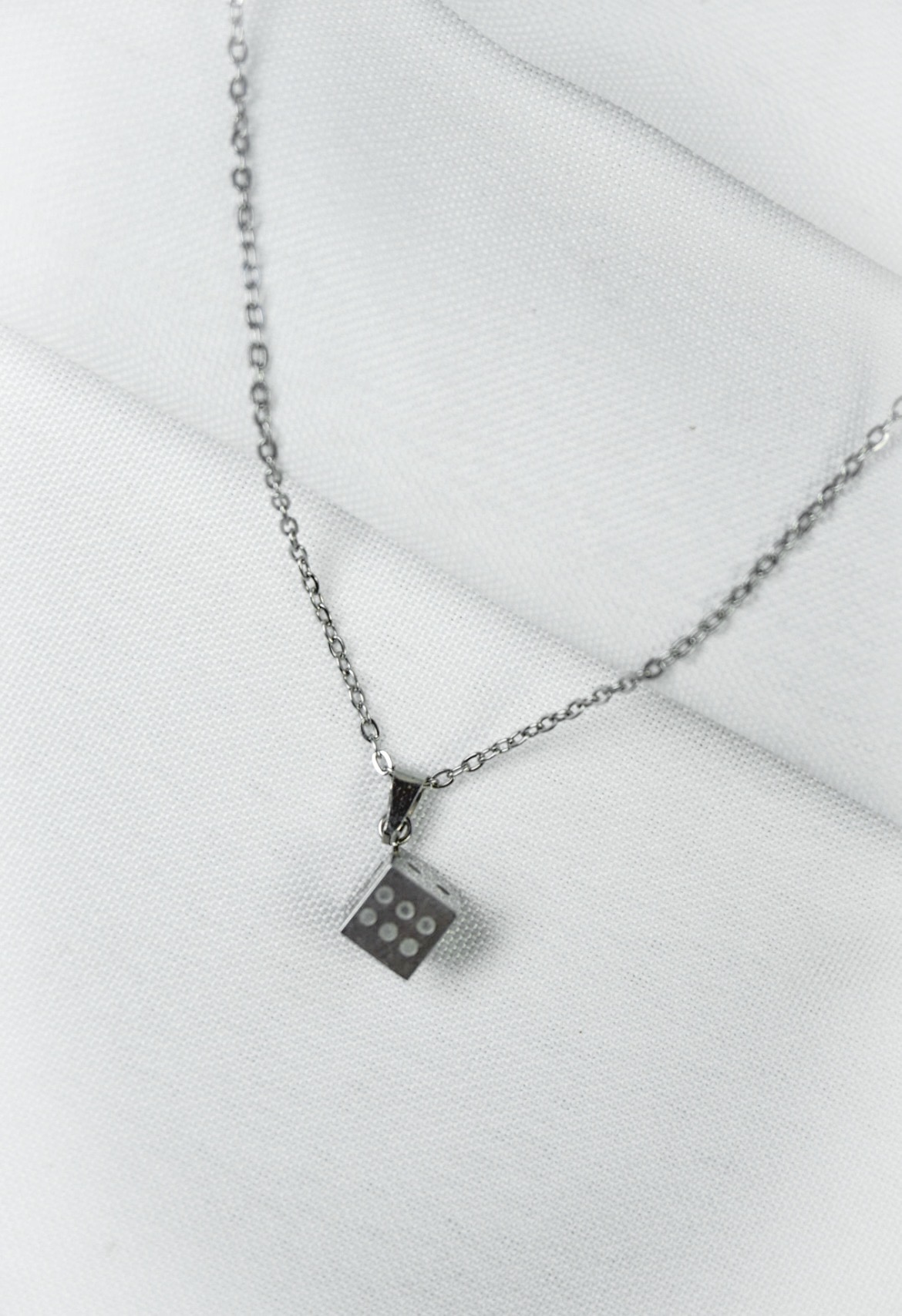 Silver Dice Pendant Necklace