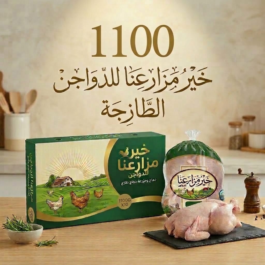 دجاج طازج من خير مزارعنا وزن 1100 غرام