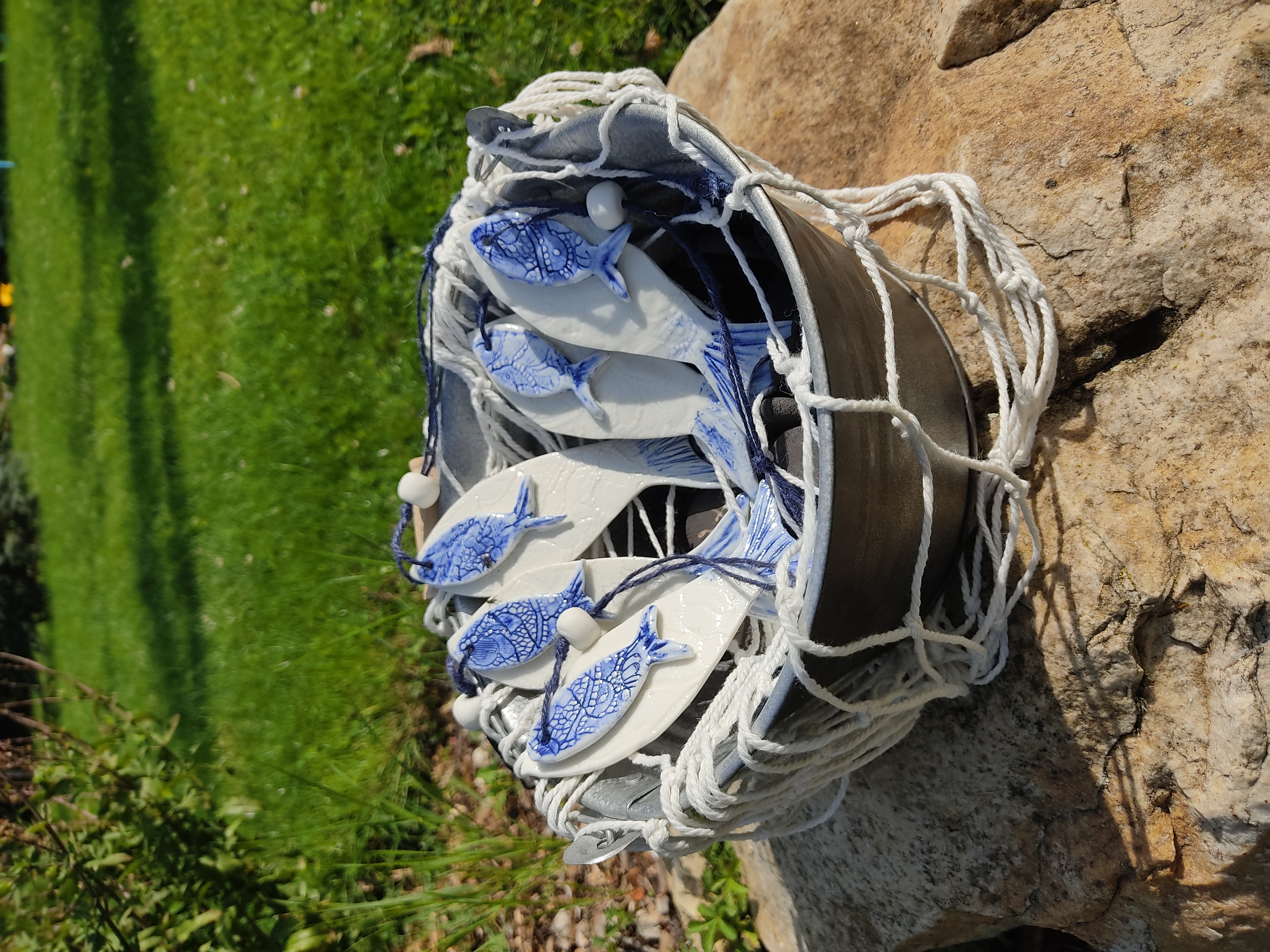 Suspension poissons en porcelaine