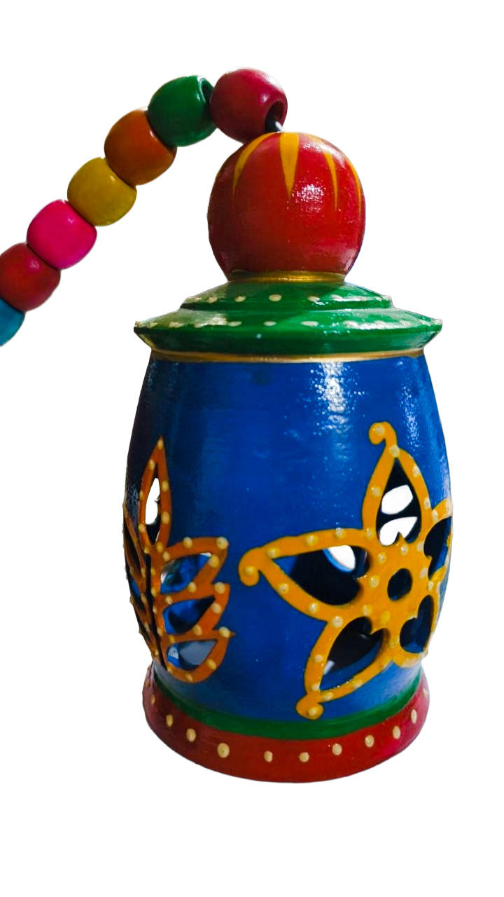 Hand-Painted Wooden Hanging Lamp