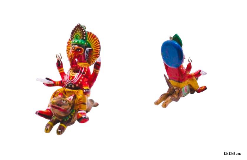 Colorful Ganesh Wooden Figurine