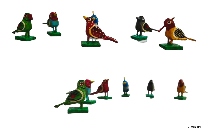 Colorful Wooden Bird Figurines