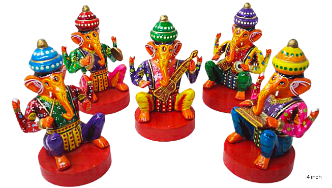Hand-Painted Ganesha Musician Set