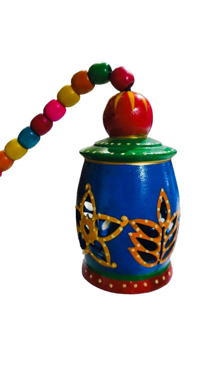 Hand-Painted Wooden Hanging Lamp
