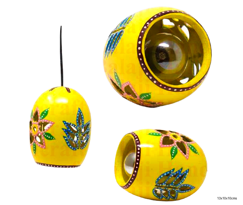 Hand-Painted Wooden Hanging Lamp