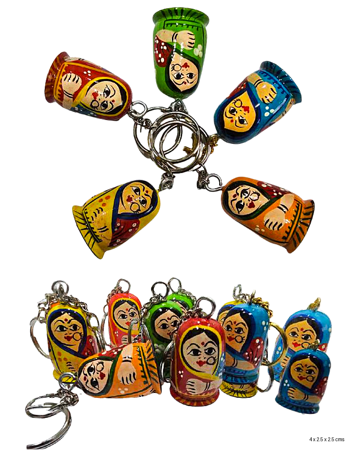 Hand-painted Wooden Doll Keychains