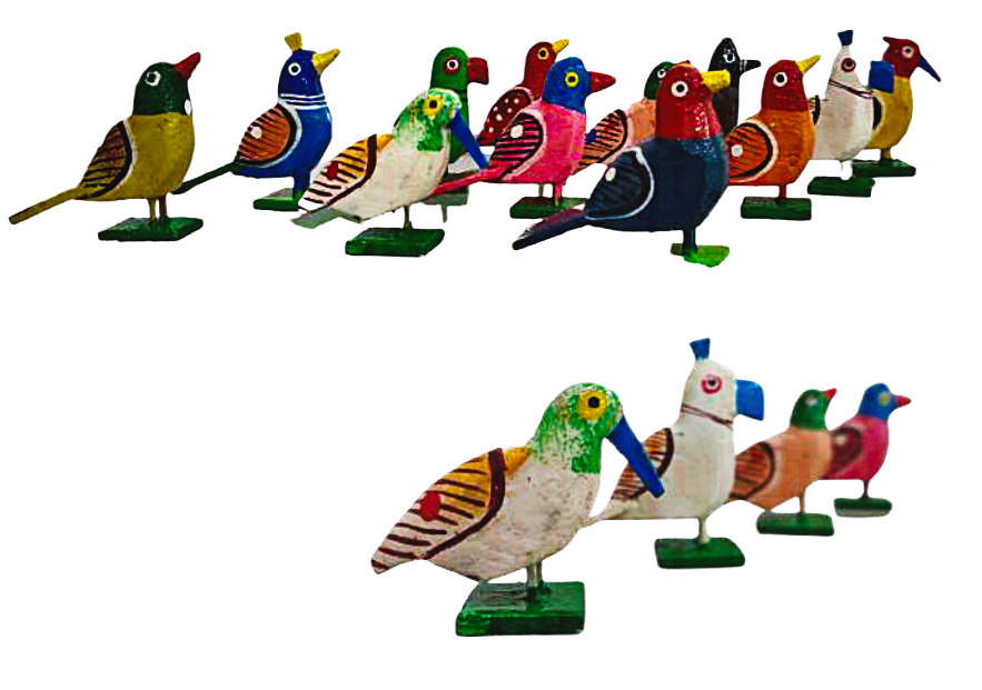 Colorful Wooden Bird Figurines