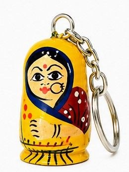 Hand-painted Wooden Doll Keychains