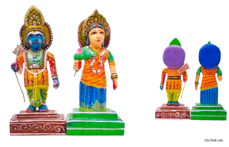 Handcrafted Ram Sita Wooden Idol Set