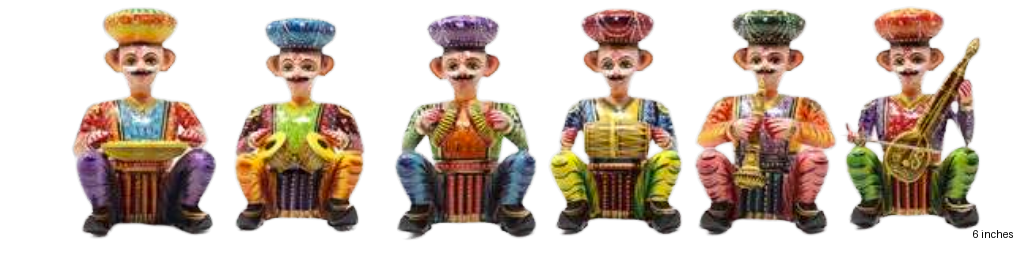 Wooden Musician Figurines Set of 6