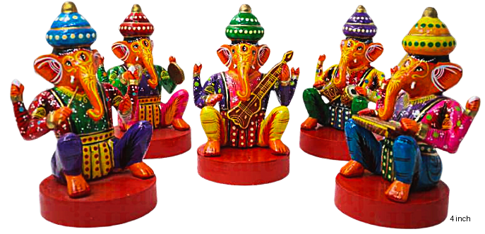Hand-Painted Ganesha Musician Set