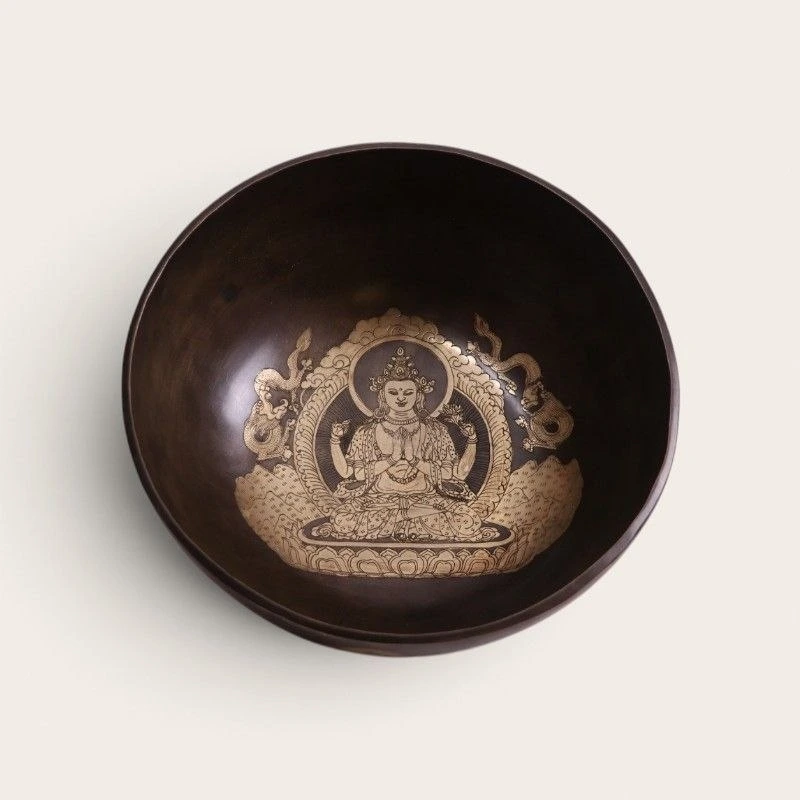 Large Hand-Carved Tibetan Singing Bowl