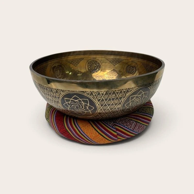 Large Hand-Carved Tibetan Singing Bowl