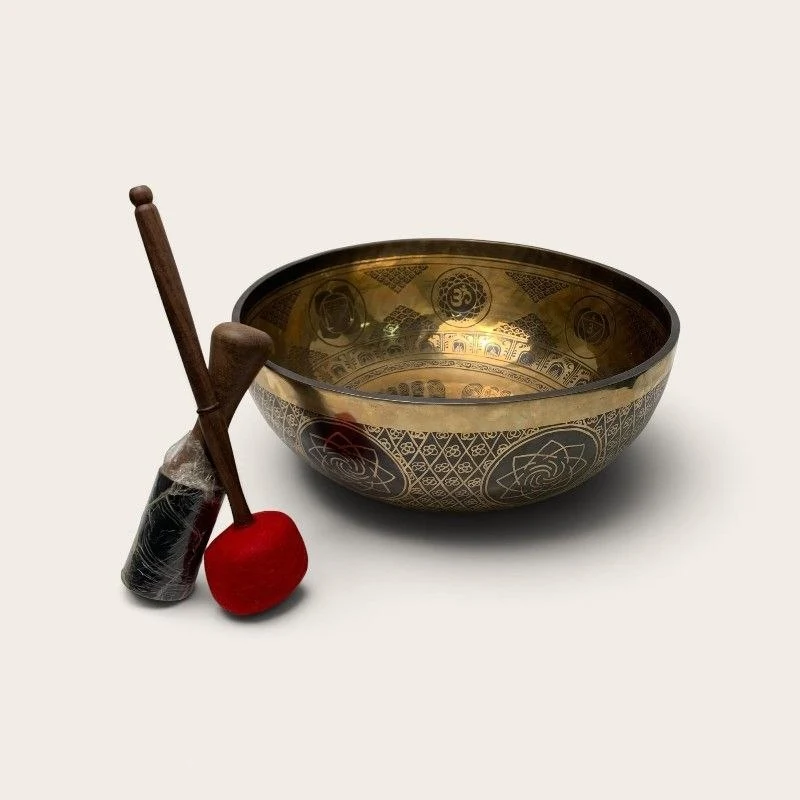 Large Hand-Carved Tibetan Singing Bowl