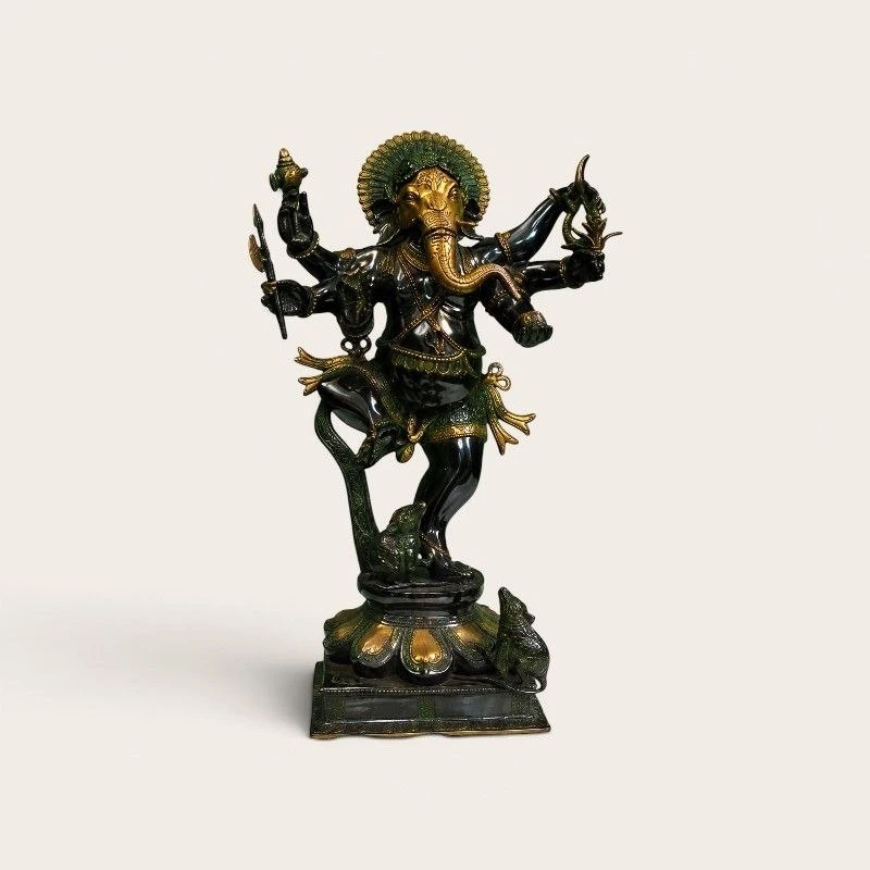 Large Brass Dancing Ganesha Statue