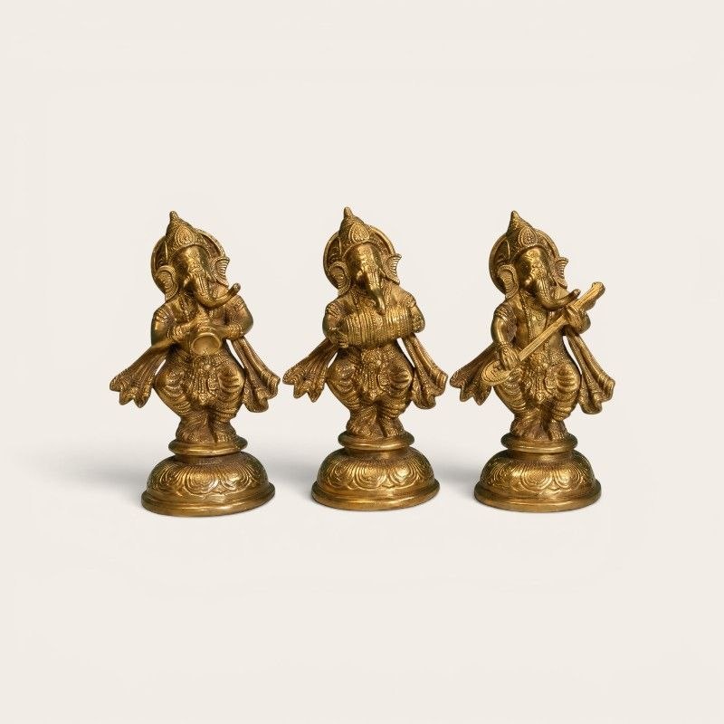Brass Baby Ganesh Statue Set
