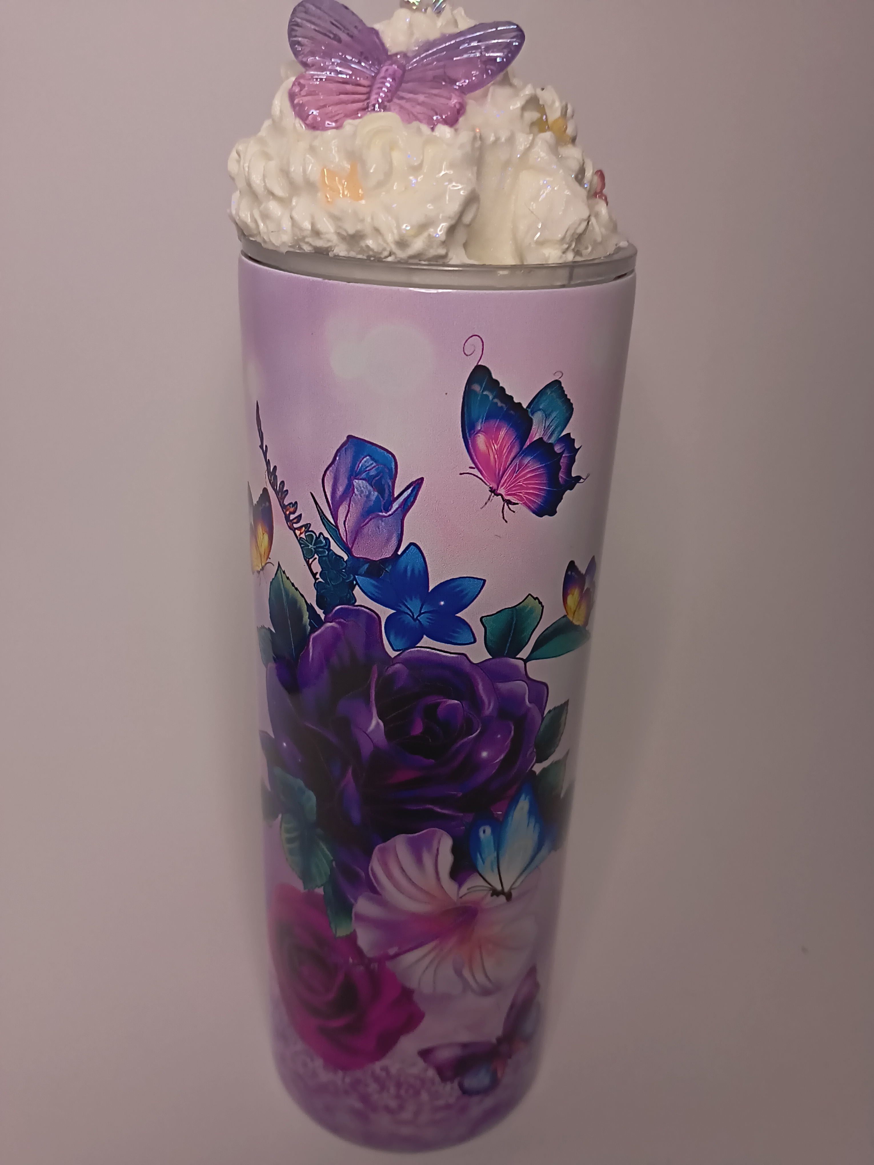 Purple Floral Butterfly Tumbler