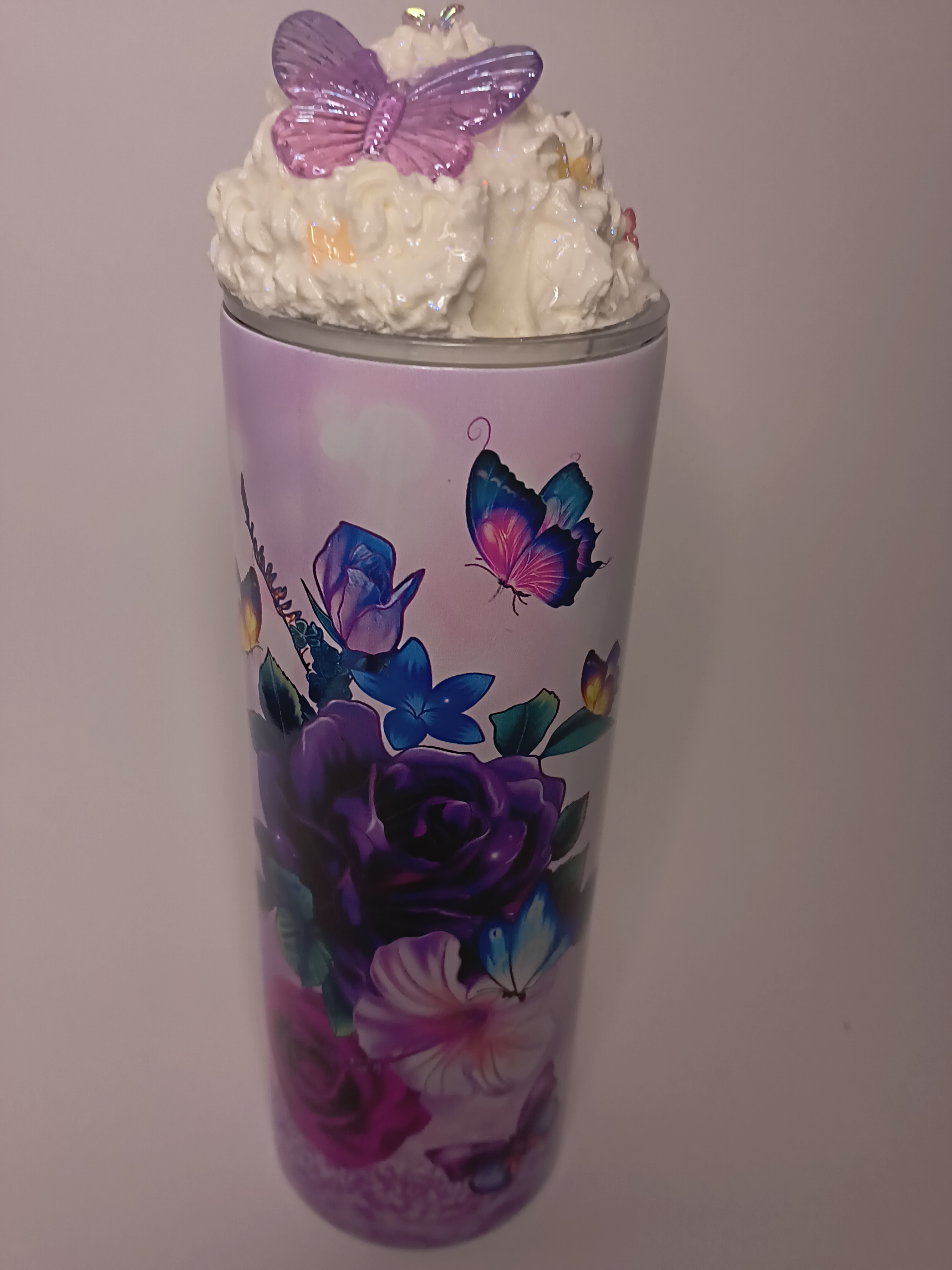 Purple Floral Butterfly Tumbler