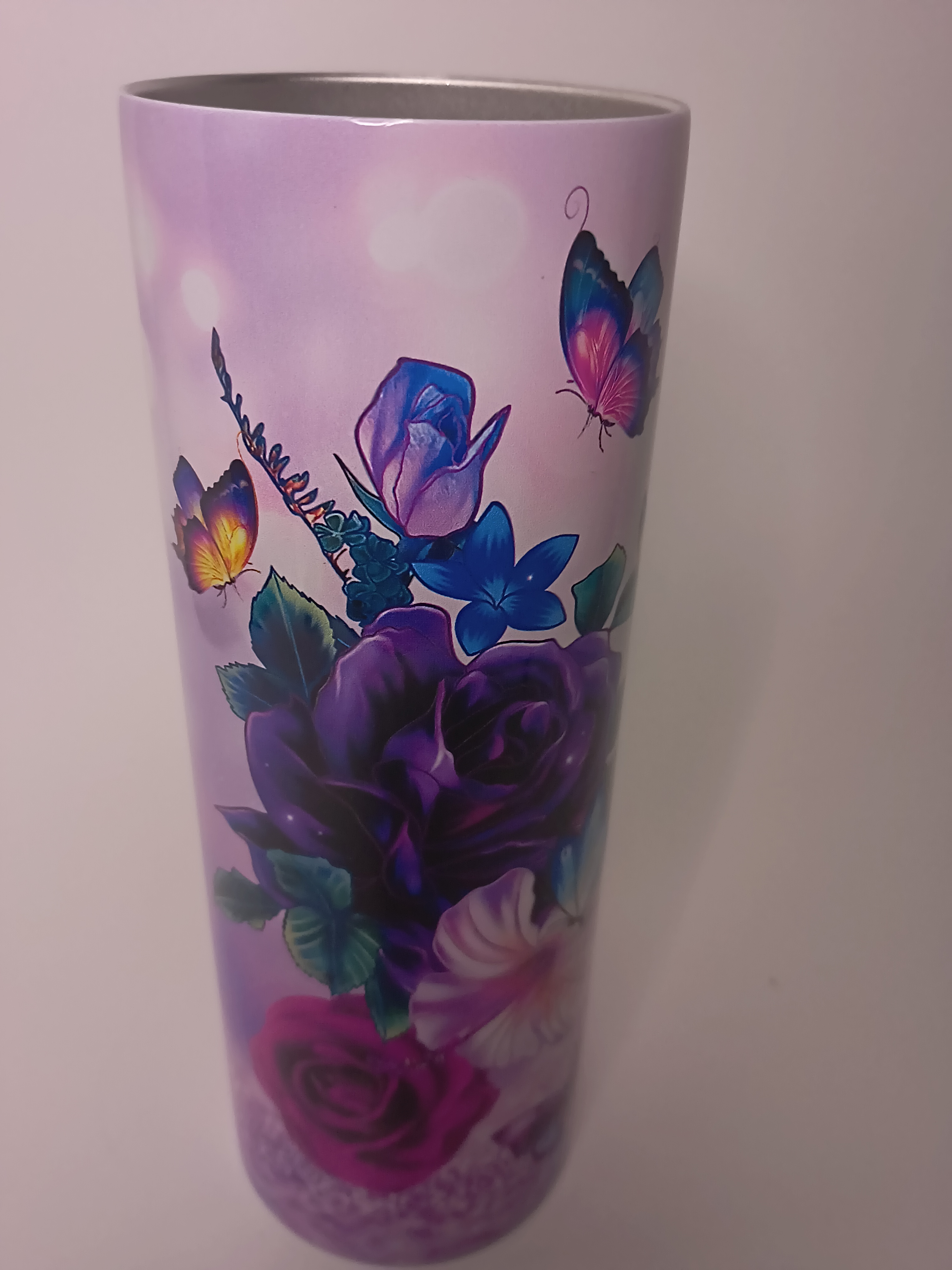 Purple Floral Butterfly Tumbler