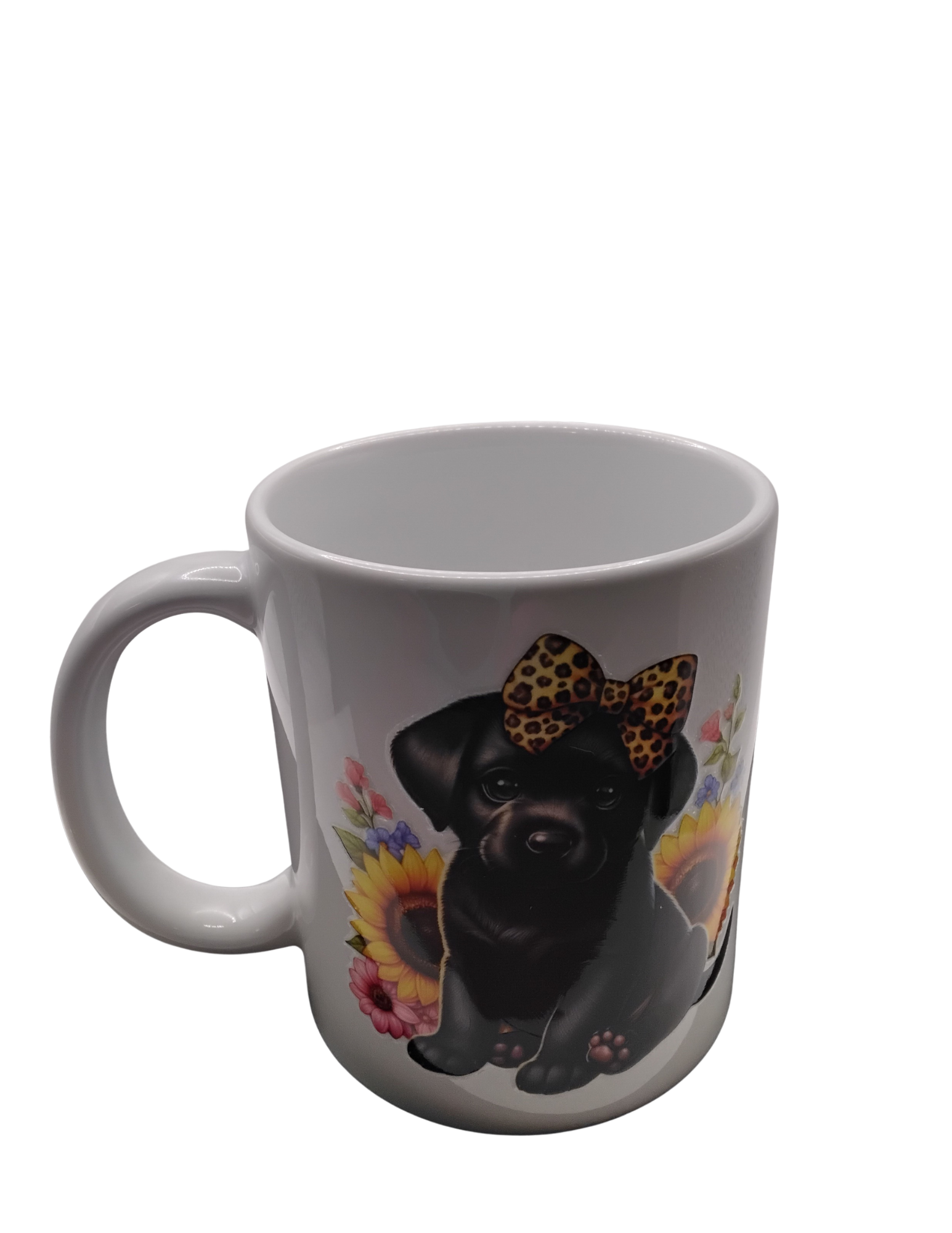 Dog and Sunflower Ceramic Mug