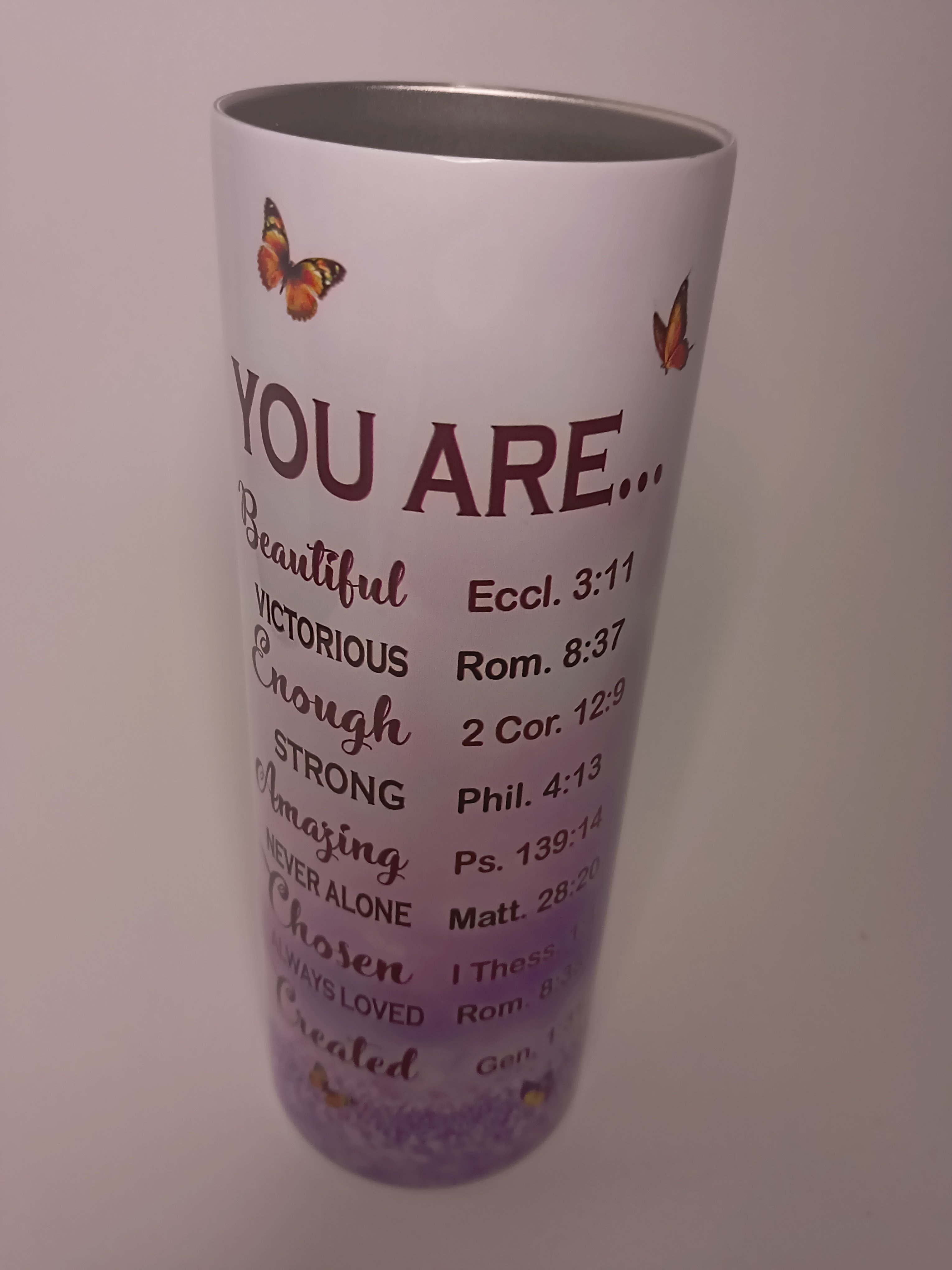 Purple Floral Butterfly Tumbler