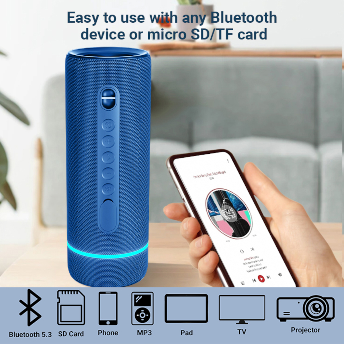 Decibelvibe Tnz Sleek 8 - Portable Bluetooth Speaker (Bue)