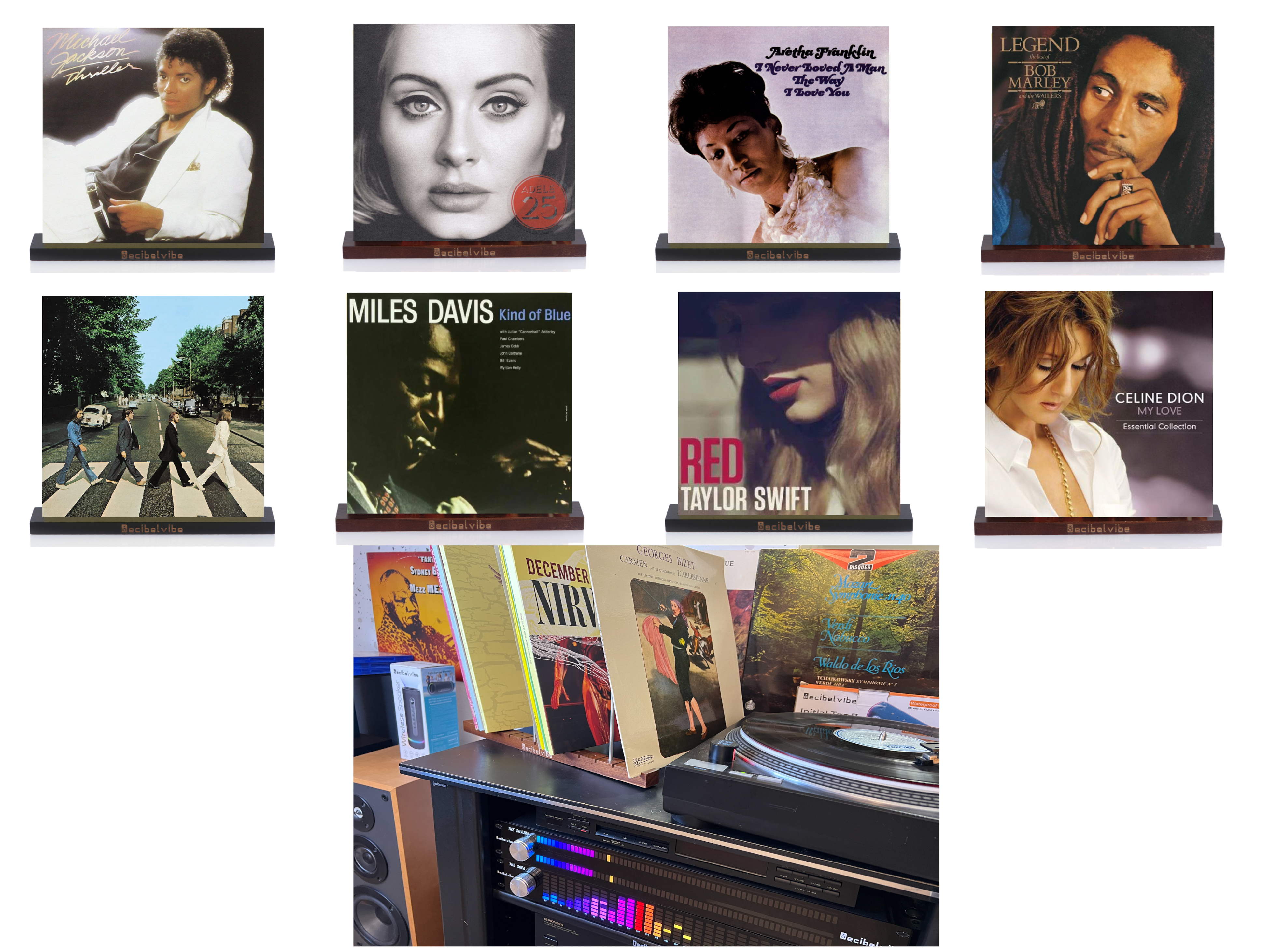 Decibelvibe Vinyl Record Shelf in Wood (Black)