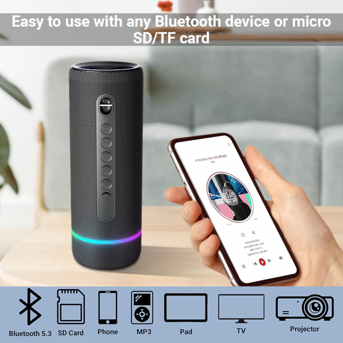 Decibelvibe Tnz Sleek 8 - Portable Bluetooth Speaker (Black)