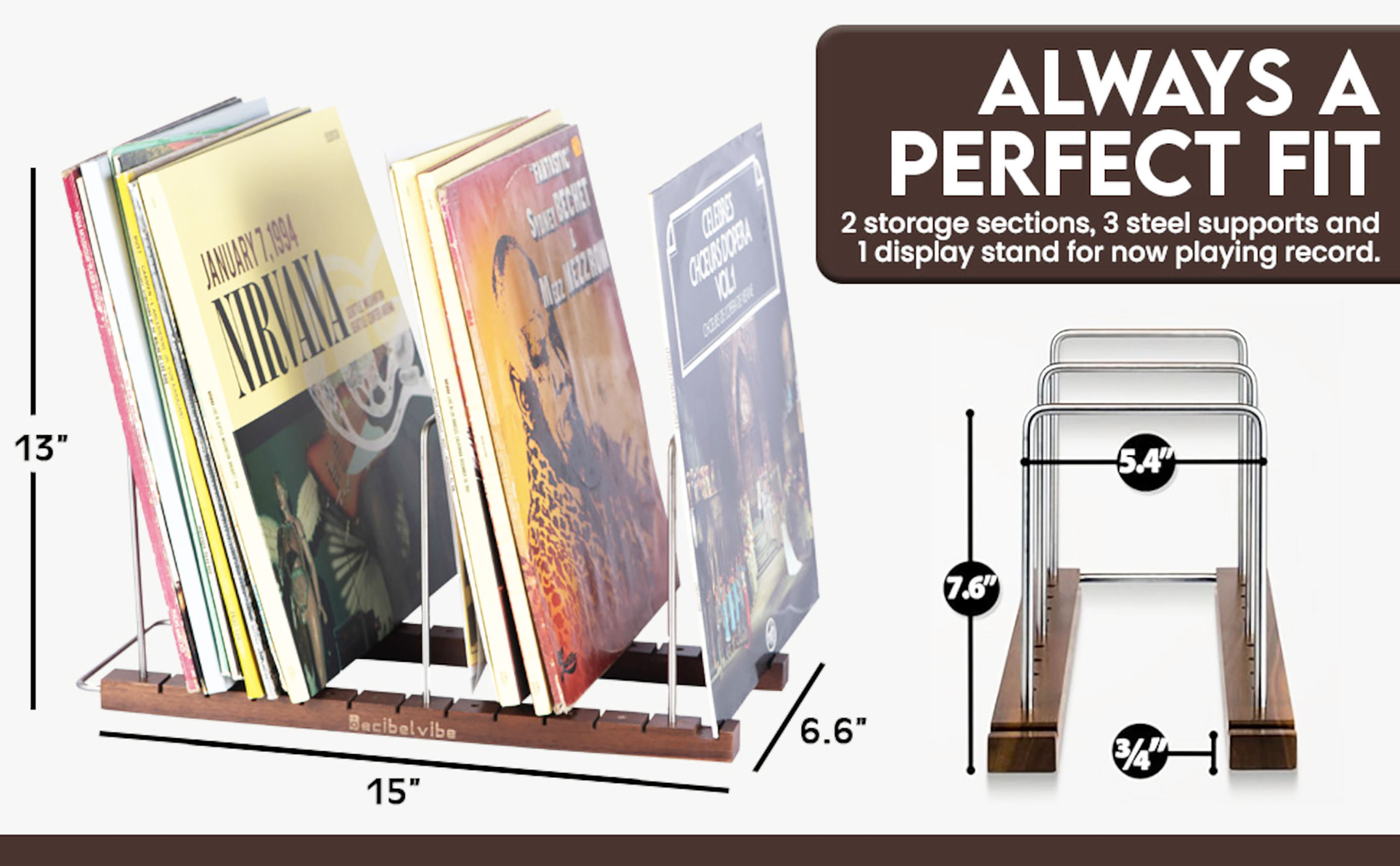 Decibelvibe Vinyl Record Storage and Player Stand