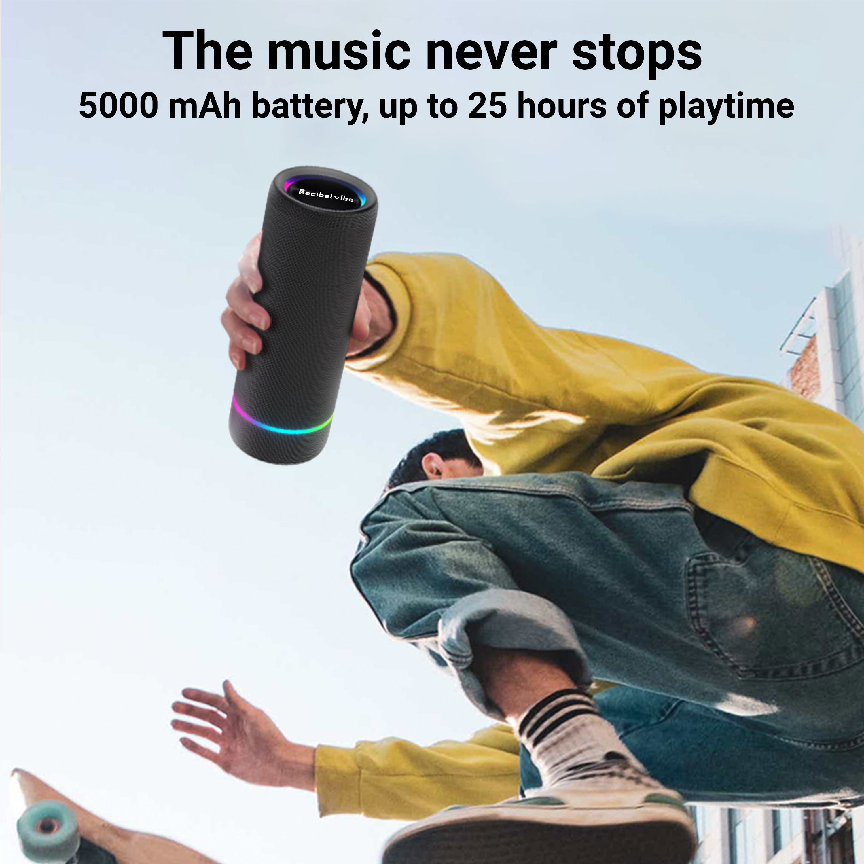 Decibelvibe Tnz Sleek 8 - Portable Bluetooth Speaker (Black)